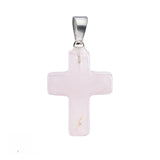 Natural Gemstone Cross Pendants 18x25mm Healing Crystal Stone Charms Handcrafted Spiritual Reiki Energy Protection