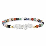 4mm Natural Gemstone Round Bead Stretch Bracelet With Clear Quartz Chip Crystal & Gold Spacers Unisex Healing Stackable Wristband Multi‑Stone Gift #SB3144