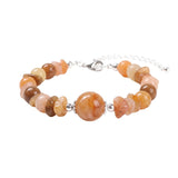 Natural Chip Gemstone Bracelet 10mm Round Focal Bead  Adjustable Chain Healing Crystal Boho Stackable Bracelets for Women #SB3158