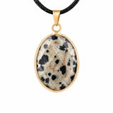 Gemstone Faceted Oval Gold Bezel Pendant Black Wax Rope Necklace Gift Multiple Stone Options Healing Crystal Necklace