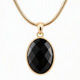 Faceted Oval Natural Crystal Gold Plated Pendant Necklace Snake Chain Multiple Stone Healing Stone Necklace