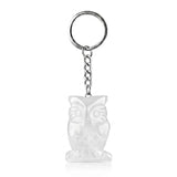 Natural Gemstone Owl Keychain - Hand-Carved Crystal Animal Key Ring for Women Men