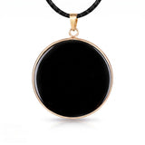 Handcrafted 30mm Natural Gemstone Pendant Necklace 45cm Black Cord | Gold Bezel Healing Crystal Jewelry #SN2060