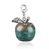 20mm Natural Gemstone Apple Charm with Lobster Clasp Crystal Beads for DIY Jewelry SP1371