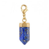 Hexagonal Crystal Bullet Stone Pendant Bag Tag Charm Gold Lobster Clasp Purse Handbag Zipper Pull DIY Jewelry Making Accessories #SP2057