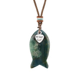 I Love My Cat Crystal Fish Pendant Necklace Metal Heart Charm Healing Choker Adjustable Braided Rope Jewelry Women Men