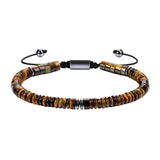 6MM Natural Stone & Hematite Disc Bead Adjustable Bracelet Macrame Slide Closure Unisex Healing Crystal Jewelry Men Women #SB3154