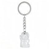 Healing Crystal Stone Cat Keychain Reiki Lucky Charms Keyring Women Bag Car Pendant