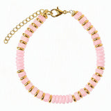 Natural Stone 6mm Disc Bead Gold Plated Bracelet Adjustable Chain Heishi Wheel Bead Gemstone Bracelet for Women #SB3142