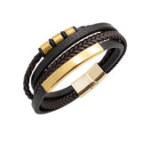 Men Punk Multilayer Braided Leather Bracelet Stainless Steel Magnetic Clasp Male Wristband Fashion Jewelry