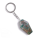Natural Gemstone Coffin Keychain - Faceted Healing Crystal Gothic Key Ring & Bag Charm