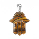 Natural Gemstone Hamsa Hand Pendant  for Making Jewelry Healing Crystal Fatima Charms Protective Amulet Jewelry