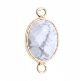 13x18mm Faceted Oval Gemstone Connectors Charms with Double Loops for DIY Jewelry Making #SP2053