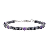 Hematite Heishi Disc Bead Bracelet 4MM Natural Multi‑Color Gemstone Accent Adjustable Unisex Stack Wrist Jewelry #SB3150