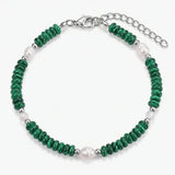 6MM Heishi Disc Stone Bracelet Freshwater Pearl Gold Adjustable Chain Boho Stackable Beaded Jewelry For Women #SB3137