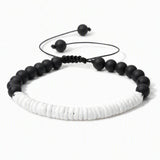 6MM/8MM Matte Black Onyx Bead Braided Bracelet Colorful Shell Heishi Disc Adjustable Woven Bracelets Women Boho Jewelry #M028SB3149
