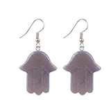 Hamsa Hand Natural Crystal Dangle Earrings Lucky Evil Eye Drop Earrings Spiritual Healing Jewelry For Women Daily Wear PE0671