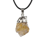 Healing Chakra Crystal Necklace for Women Men  Silver Cap  Irregular Rough Tumbled Stone Pendant Jewelry