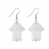 Hamsa Hand Natural Crystal Dangle Earrings Lucky Evil Eye Drop Earrings Spiritual Healing Jewelry For Women Daily Wear PE0671