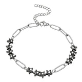 Natural Star Crystal Beaded Bracelet Stainless Steel Paperclip Chain Adjustable Multi‑Color Gemstone Bracelet Women Stacking #SB3162