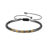 4MM Hematite Flat Tube Bead Braided Bracelet Adjustable Macrame Sliding Knot Bracelet Multi Color Hematite Beads Woven Bracelet