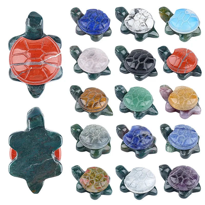 22X35mm Cute Gemstone Turtle Figurine Ornaments Healing Stone Decoration for Home Office