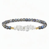 4mm Natural Gemstone Round Bead Stretch Bracelet With Clear Quartz Chip Crystal & Gold Spacers Unisex Healing Stackable Wristband Multi‑Stone Gift #SB3144