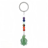 Healing Energy 7 Chakra Natural Crystal Turtle Keychain  Handcrafted Gemstone Bag Charm KC2311