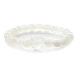Gemstone Heart Charm Bracelet - 8mm Healing Crystal Beads