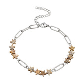Natural Star Crystal Beaded Bracelet Stainless Steel Paperclip Chain Adjustable Multi‑Color Gemstone Bracelet Women Stacking #SB3162