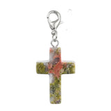 Gemstone Cross Charms with Lobster Clasps 18x25mm Healing Crystal Pendant for DIY Jewelry Making Reiki Energy #SP1030
