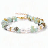 Wholesale Natural Gravel Stone Freshwater Pearl Bracelet Multi Color Crystal Beaded Bracelet Jewelry Gift for Women #SB3136