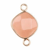 Natural Stone Rhombus Connector Pendant 15mm Faceted Double Loop Links Pocket Healing Reiki Chakra Decor DIY Jewelry Making #SP2051