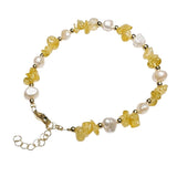 Natural Freshwater Pearl & Stone Bracelet Irregular Chip Crushed Stone Gold Plated Adjustable Chain Bracelet for Women #SB3157