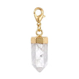 Hexagonal Crystal Bullet Stone Pendant Bag Tag Charm Gold Lobster Clasp Purse Handbag Zipper Pull DIY Jewelry Making Accessories #SP2057