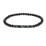 Matte Black Onyx 4mm Round Bead Bracelet Heishi Spacer Stone Bead Unisex Elastic Stackable Healing Crystal Wrist Jewelry #SB3156