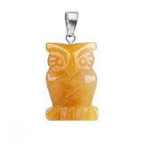 25mm Craved Owl Gemstone Pendant for Making Jewelry Healing Crystal Animal Figurine Gift SP2329
