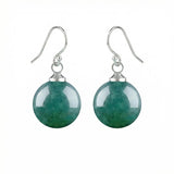 Women Gemstone Balls Drop Earring Healing Chakra Crystal 10MM Beads Dangle Earrings