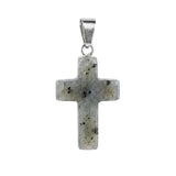 Natural Gemstone Cross Pendants 18x25mm Healing Crystal Stone Charms Handcrafted Spiritual Reiki Energy Protection