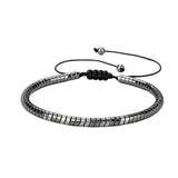 4MM Hematite Flat Tube Bead Braided Bracelet Adjustable Macrame Sliding Knot Bracelet Multi Color Hematite Beads Woven Bracelet