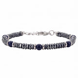 Hematite Heishi Disc Bead Bracelet 4MM Natural Multi‑Color Gemstone Accent Adjustable Unisex Stack Wrist Jewelry #SB3150