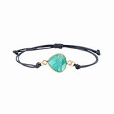 Handcrafted Triangle Crystal Bracelet, Sliding Knot Adjustable Black Braided Rope Natural Stone Minimalist Boho Jewelry for Daily Wear #SB3130