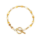 4MM Natural Stone Heishi Disc Bracelet Gold OT Toggle Clasp Dainty Stackable Boho Crystal Beaded Bracelets Women Jewelry #SB3147G
