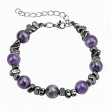 10MM Natural Gemstone & Hematite Adjustable Bracelet with Extension Chain - Unisex Healing Crystal Jewelry Gift for Men Women #SB3153