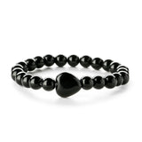 Gemstone Heart Charm Bracelet - 8mm Healing Crystal Beads