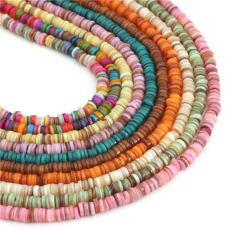 6mm Dyed Shell Heishi Beads Disc Spacer Flat Round Washer Loose Beads for Jewelry Making Approx 190-200PCS/STRAND