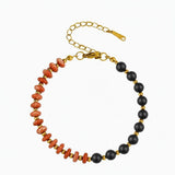 6MM Heishi Disc Spacer Round Bead Matte Onyx Gemstone Bracelet Gold Chain Adjustable #SB3145