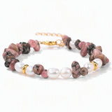 Wholesale Natural Gravel Stone Freshwater Pearl Bracelet Multi Color Crystal Beaded Bracelet Jewelry Gift for Women #SB3136