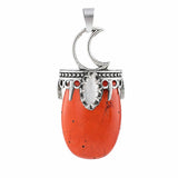 Natural Stone Pendants for Jewelry Making 22x45mm Crescent Moon Gemstone Charm Vintage Frame for DIY Crafts #SP2055