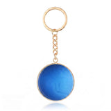 Fashion 30MM Round Disc Gemstone Keychain Chakra Healing Amulet Car Key Holder Ring  #KC2060
